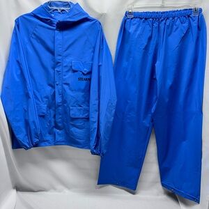 Stearns Dry Wear Rain Gear Hooded Jacket Pants Blue Outfit Men's Size Small